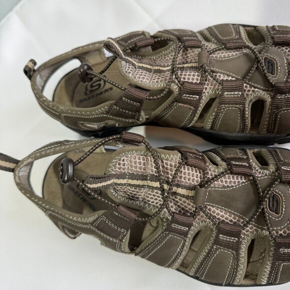 Skechers Mens Norvick Brown Leather Slip In Fisherman Sandal Size 11 - Picture 5 of 8